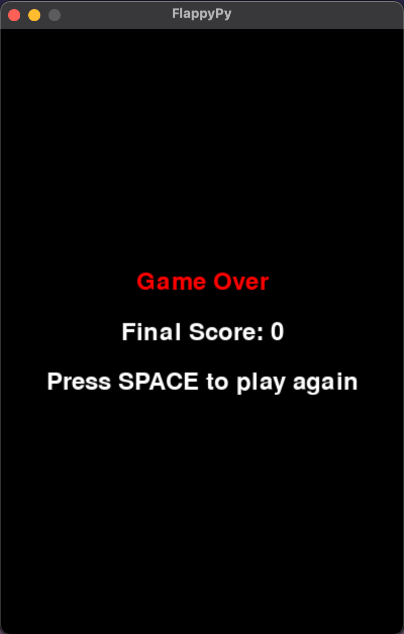 FlappyPy Game Over Screen